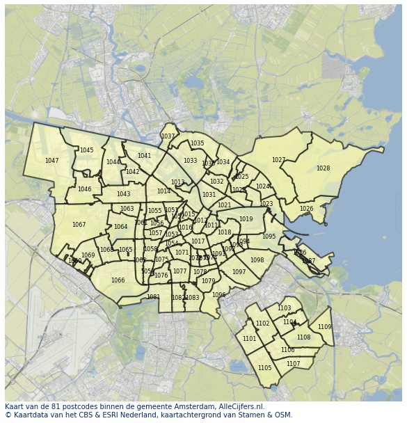 Kaart gemeente amsterdam