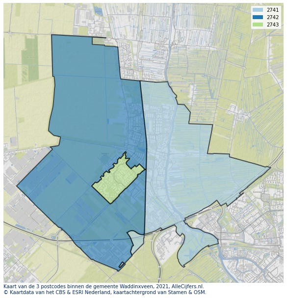 Kaart gemeente waddinxveen